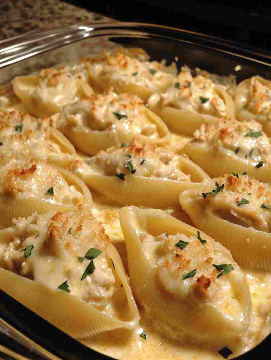 Garlic Butter Chicken Alfredo Stuffed Shells