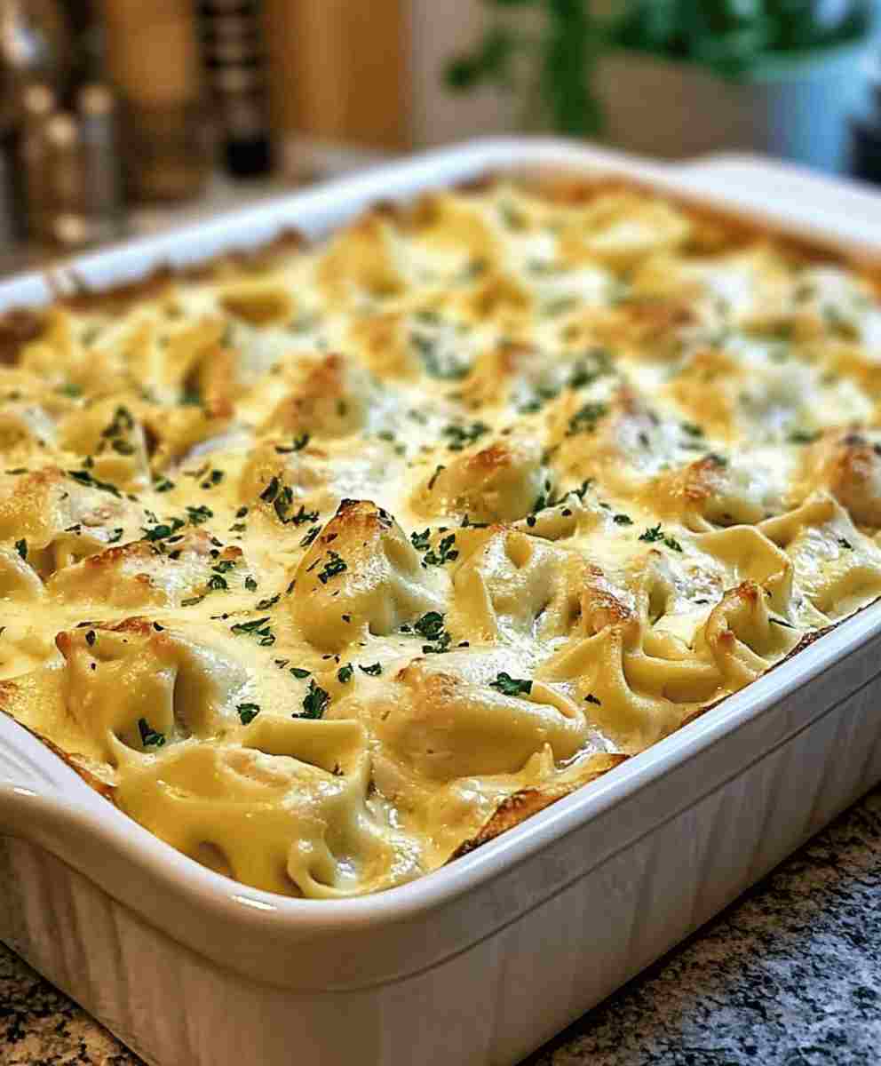 Chicken Alfredo Tortellini Casserole