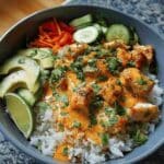 Bang Bang Chicken Bowl with Rice and Veggies