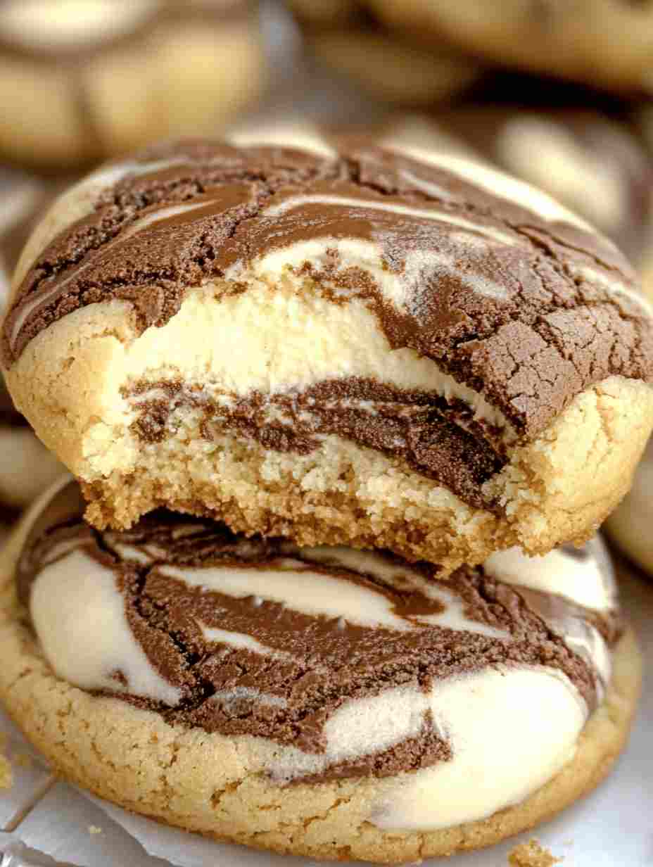Coffee Swirled Marbled Chocolate Cream Cheese Cookies