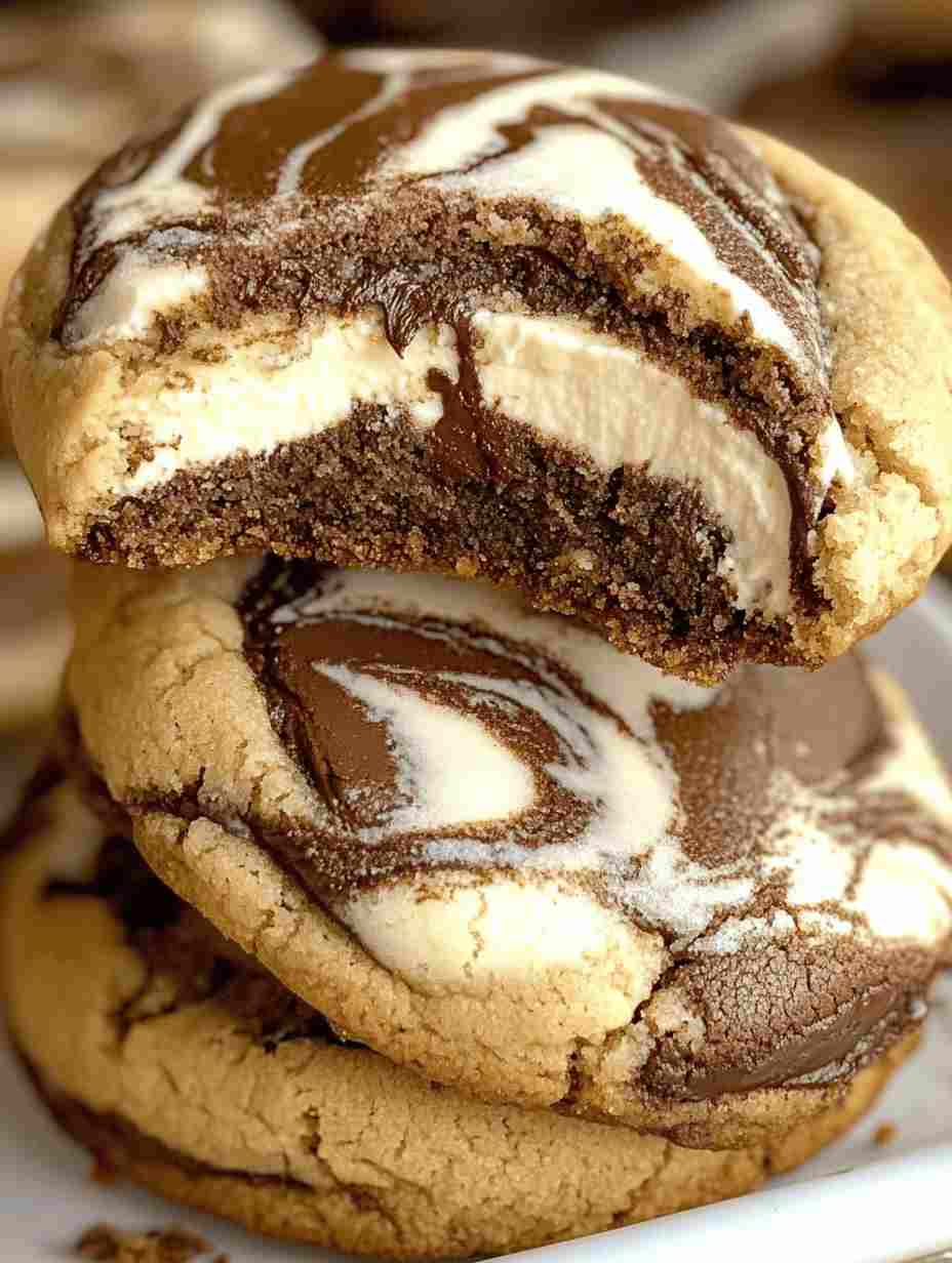 Coffee Swirled Marbled Chocolate Cream Cheese Cookies