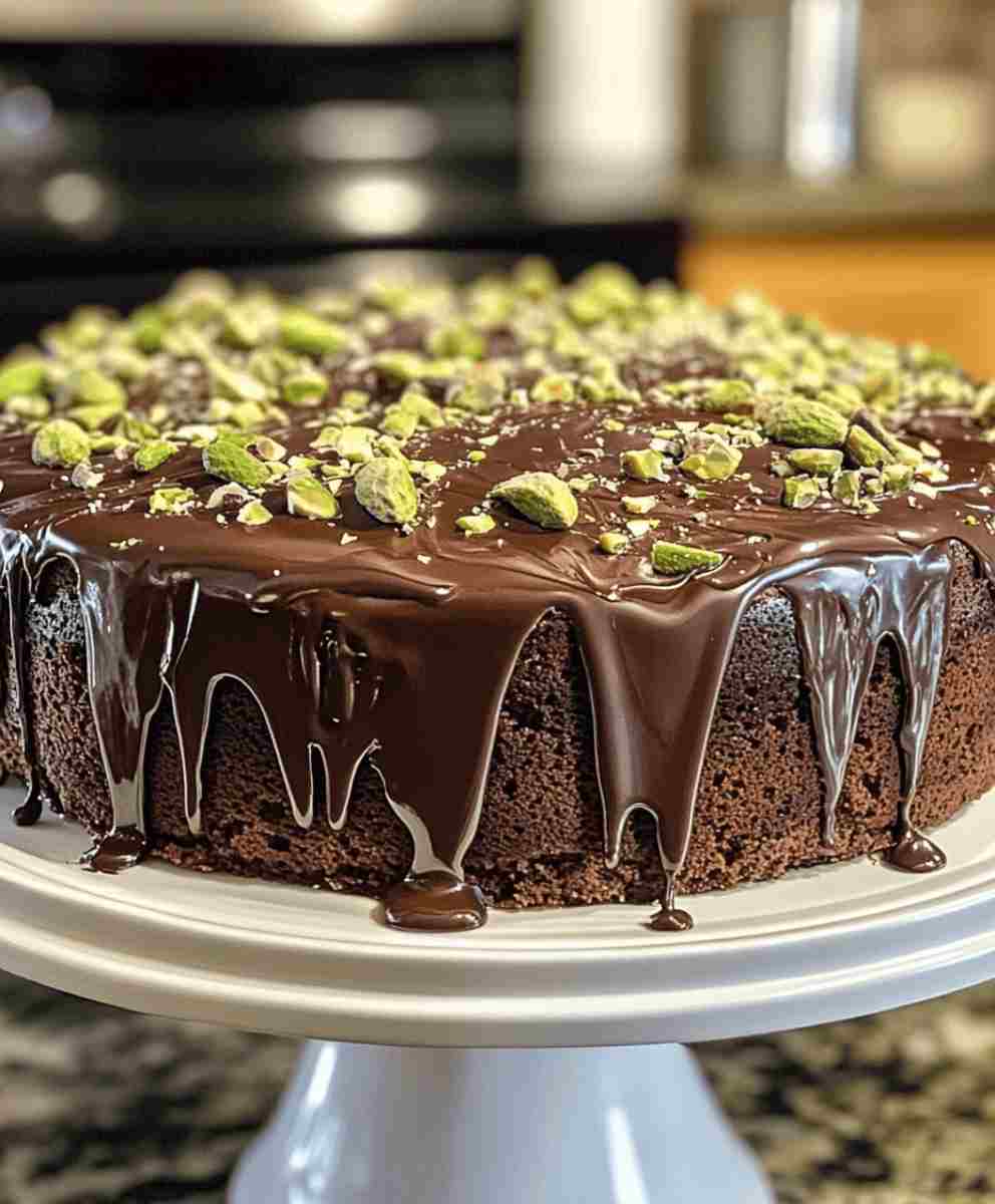 Flourless Pistachio Cake with Chocolate Ganache