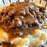 Ground Beef and Gravy Over Mashed Potatoes Comfort Food Dinner