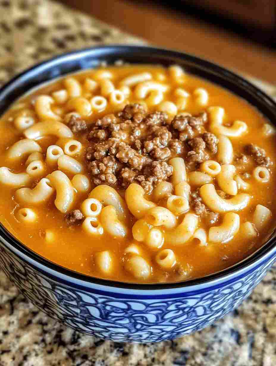 One Pot Macaroni Cheeseburger Soup