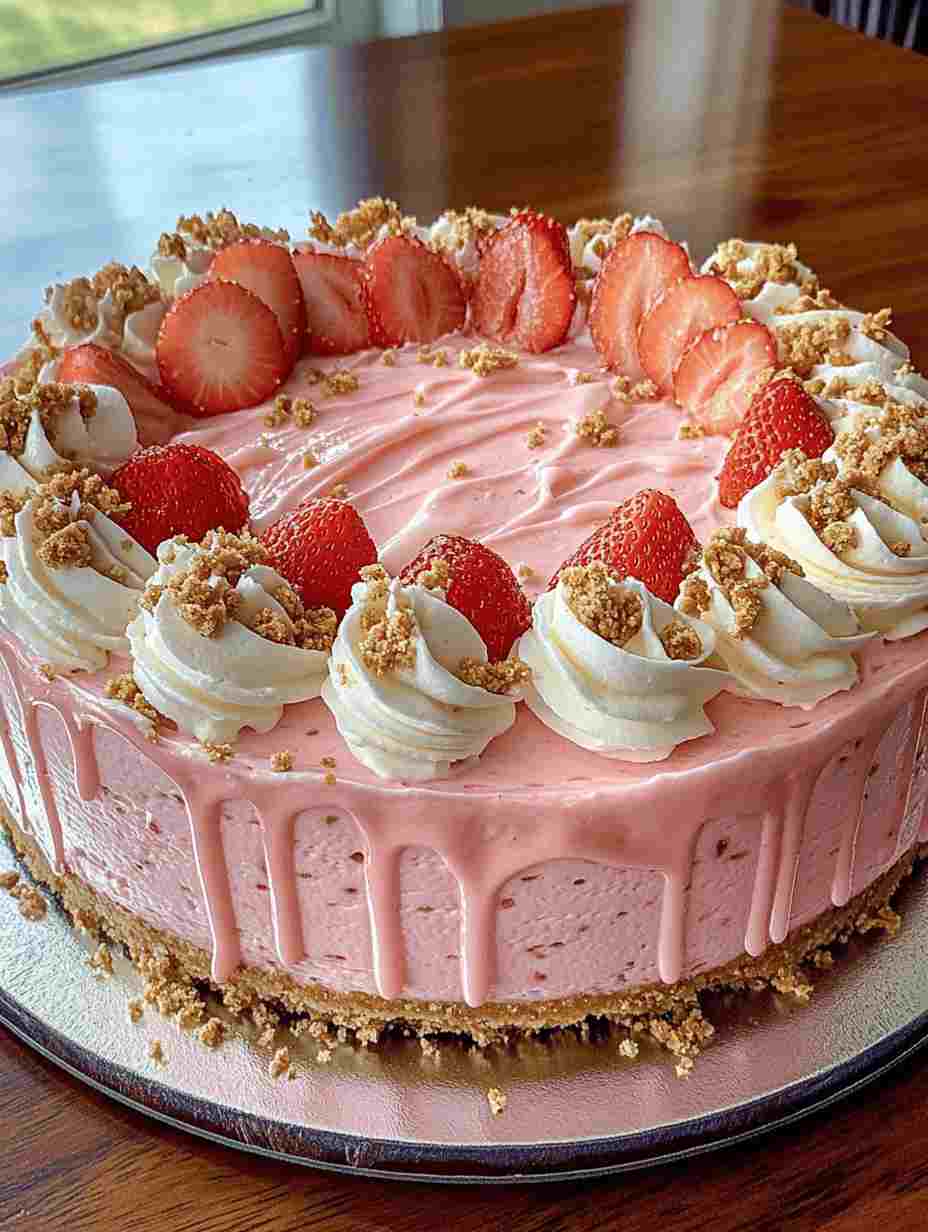 Pink Strawberry Crunch Cheesecake