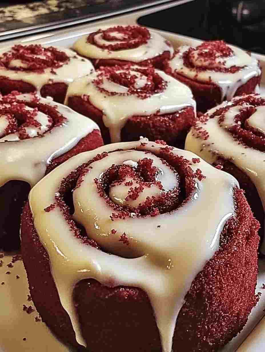 Red Velvet Cinnamon Rolls with Cream Cheese Glaze