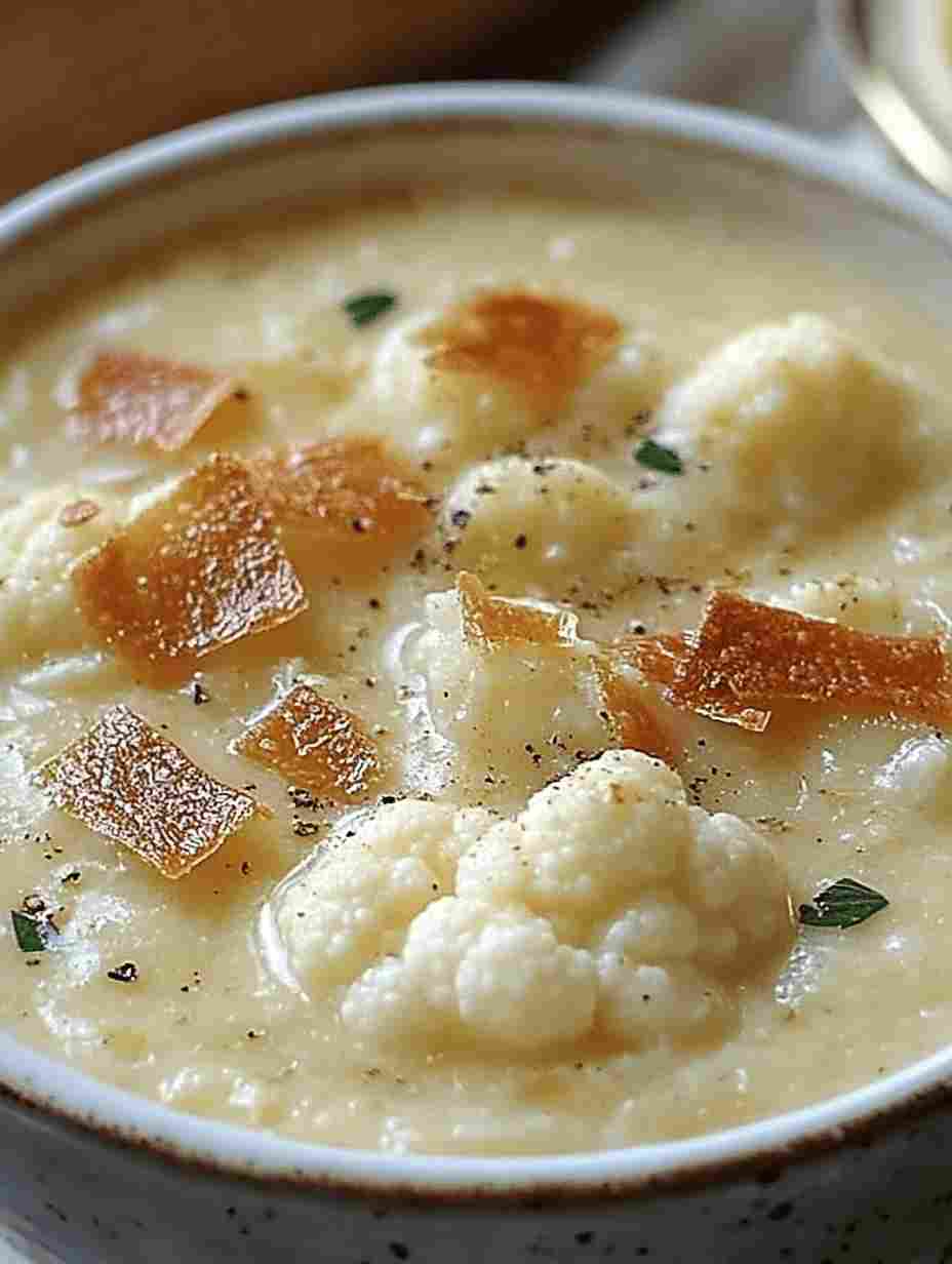 Roasted Cauliflower and Garlic Cheddar Soup