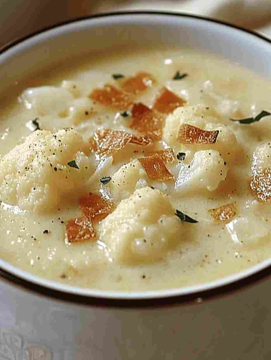 Roasted Cauliflower and Garlic Cheddar Soup