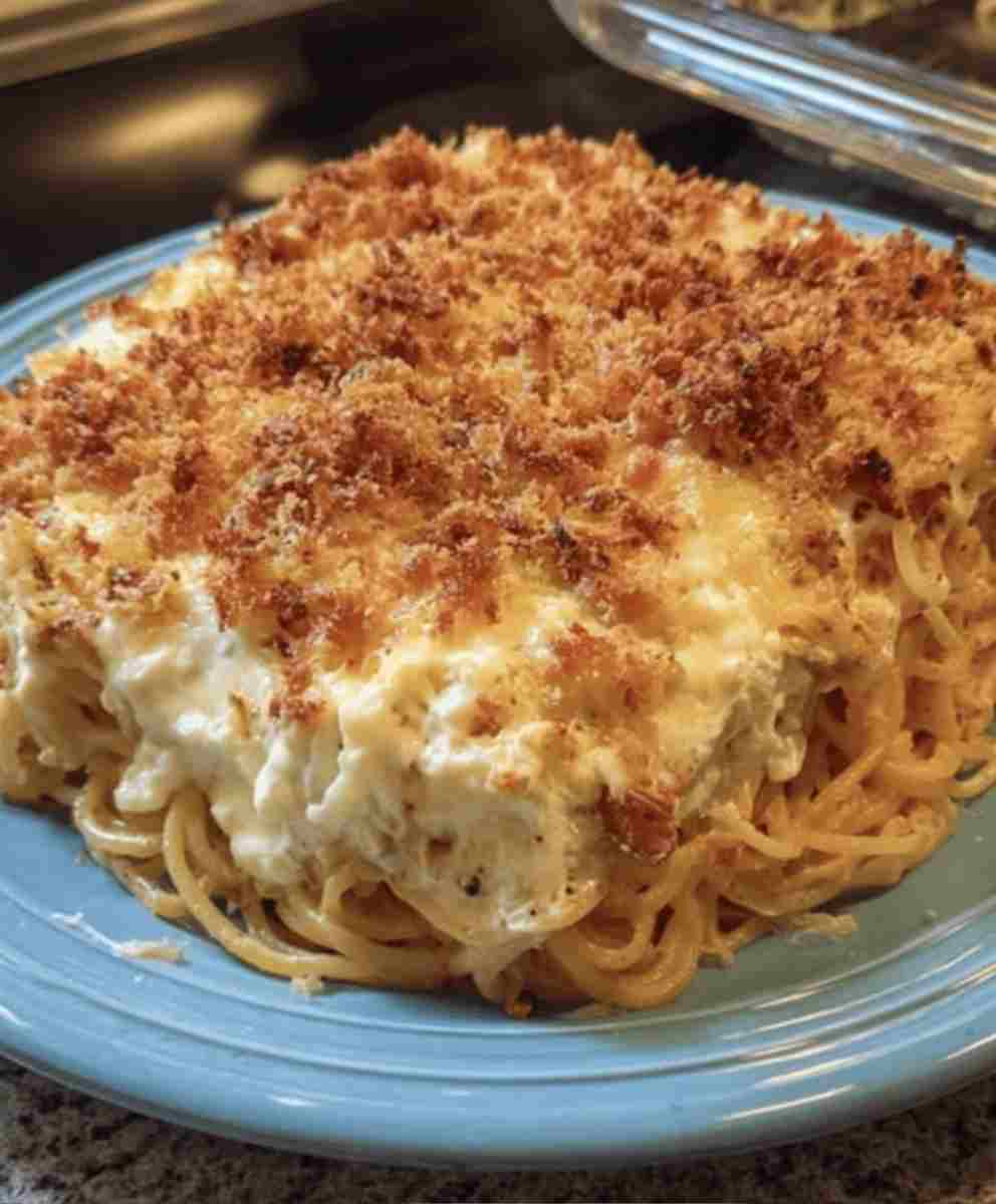 Baked Cream Cheese Spaghetti Casserole