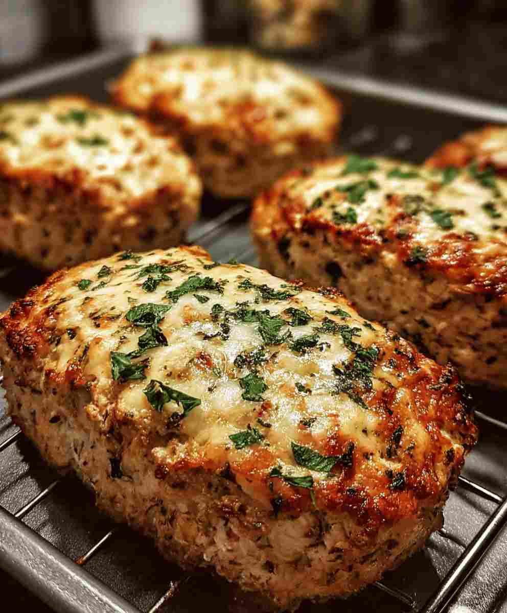 Baked Garlic Parmesan Chicken Meatloaves