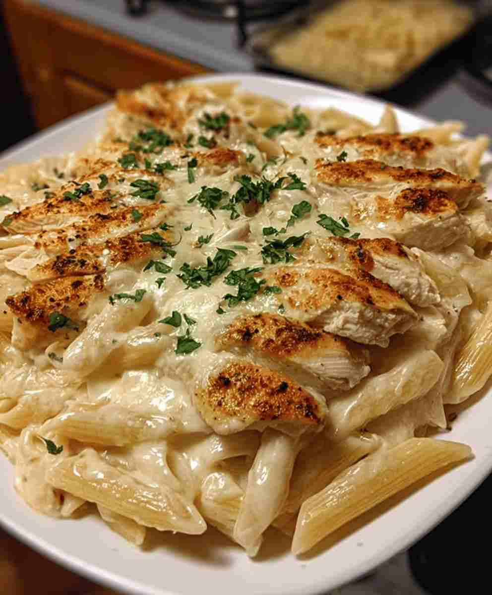 Creamy Chicken Mozzarella Pasta Bake