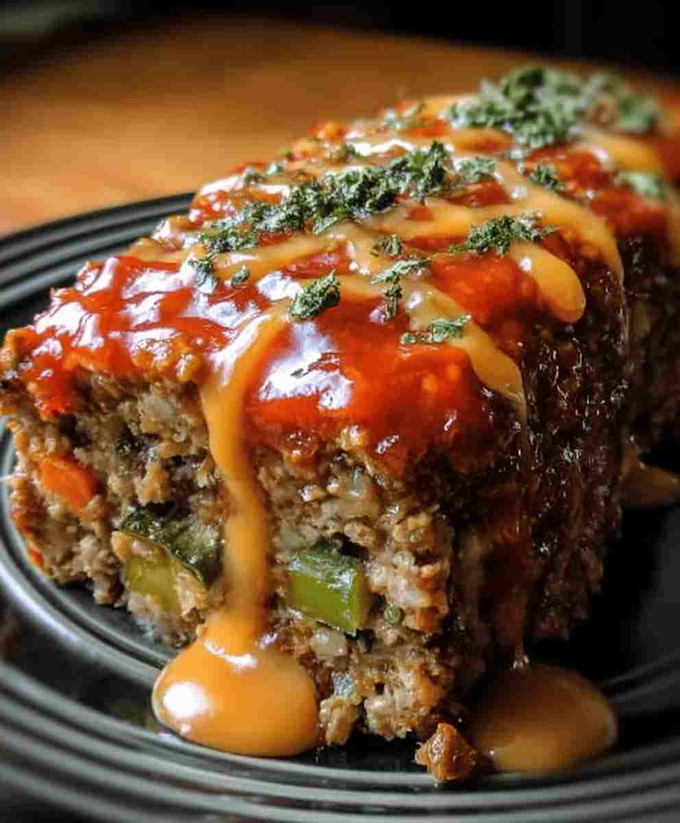 Crockpot Veggie Meatloaf with Cheese